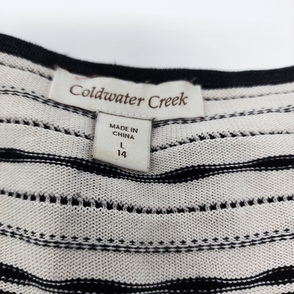 Coldwater Creek Size Large Black White Sequin Silk Blend‎ Short Sleeve Shirt - Picture 4 of 11